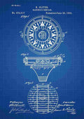 Patent Blueprint 75 Compass blue A4 Photo Print