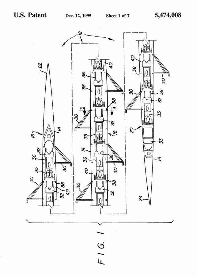 Patent Blueprint 8 person rowing shell 4 A4 Photo Print