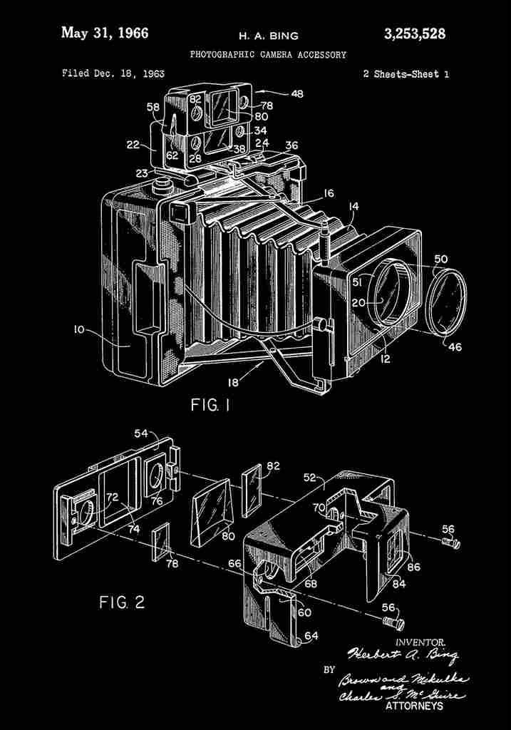 Patent Blueprint 86 Camera black A4 Photo Print