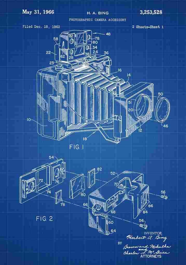 Patent Blueprint 86 Camera blue A4 Photo Print