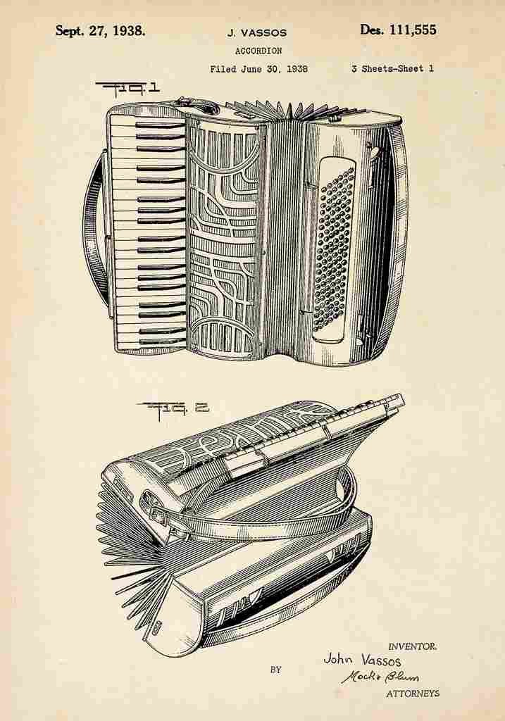 Patent Blueprint Accordian A4 Photo Print