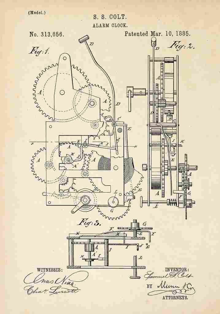 Patent Blueprint AlarmClock A4 Photo Print