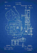 Patent Blueprint AlarmClock blue A4 Photo Print
