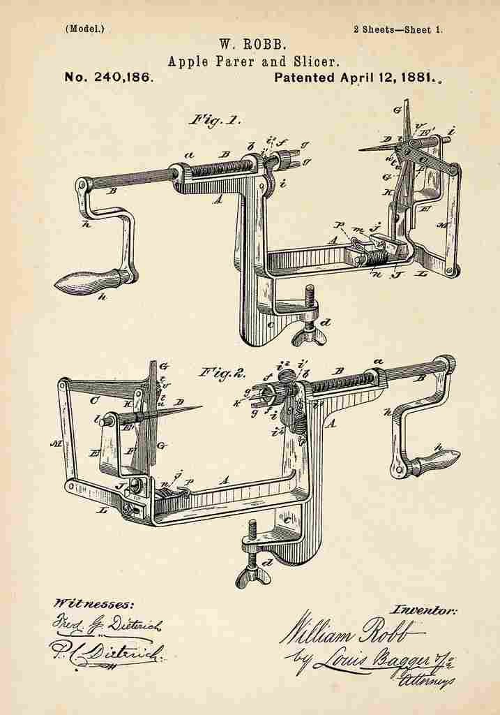 Patent Blueprint AppleParer A4 Photo Print