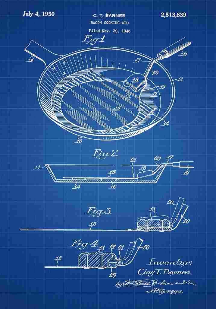 Patent Blueprint BaconCookingAid blue A4 Photo Print