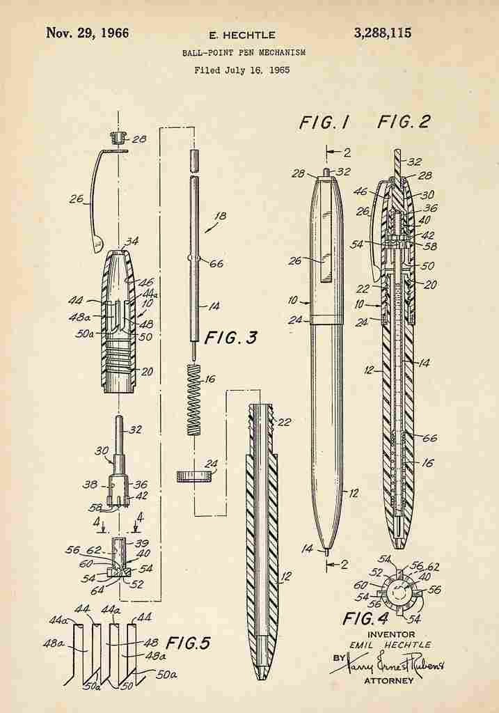 Patent Blueprint BallpointPen A4 Photo Print