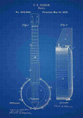 Patent Blueprint Banjo blue A4 Photo Print