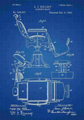 Patent Blueprint BarberChair blue A4 Photo Print