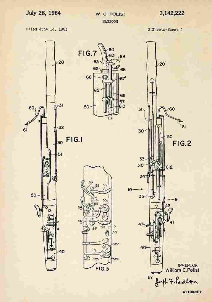 Patent Blueprint Basoon A4 Photo Print