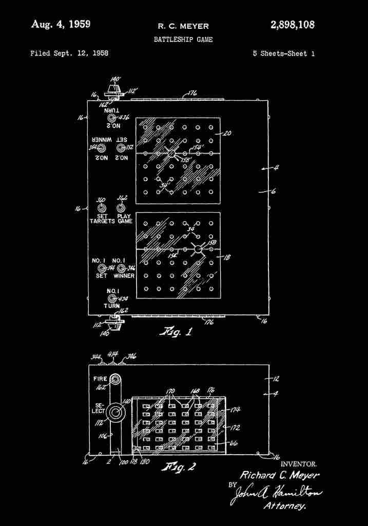 Patent Blueprint Battleship black A4 Photo Print