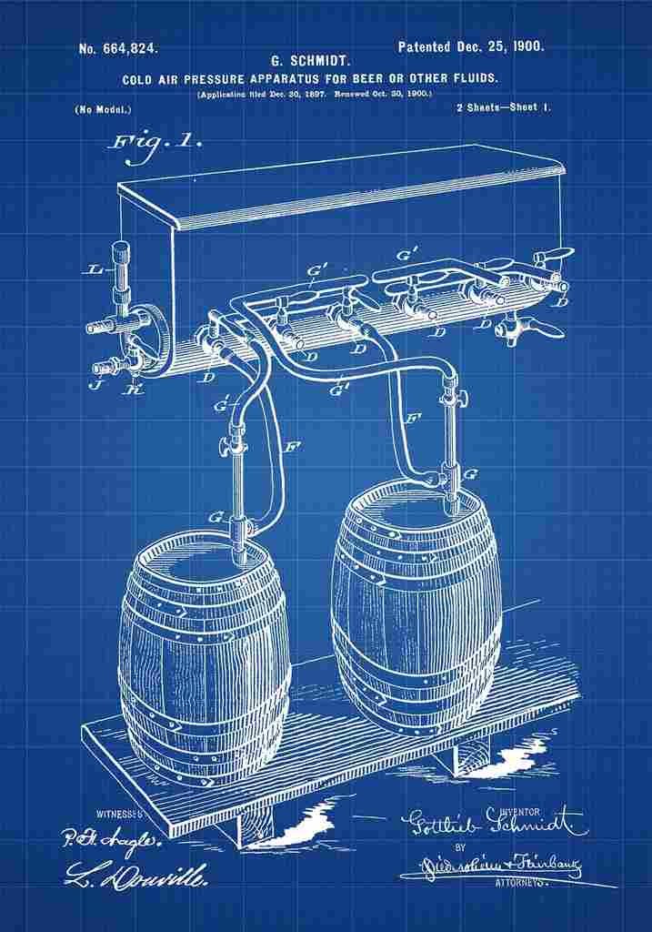 Patent Blueprint BeerApparatus blue A4 Photo Print