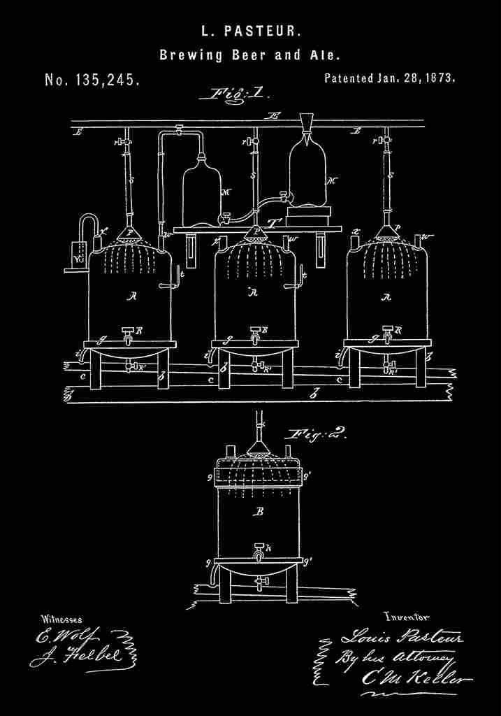 Patent Blueprint BeerBrewingApparatus black A4 Photo Print