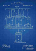 Patent Blueprint BeerBrewingApparatus blue A4 Photo Print