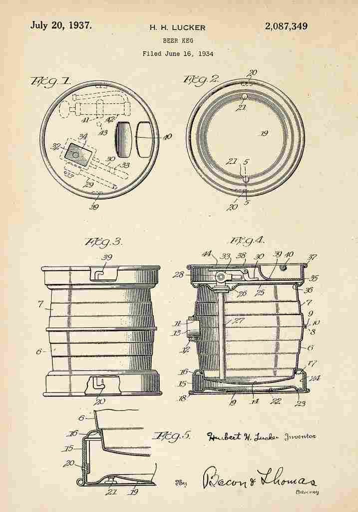 Patent Blueprint BeerKeg A4 Photo Print