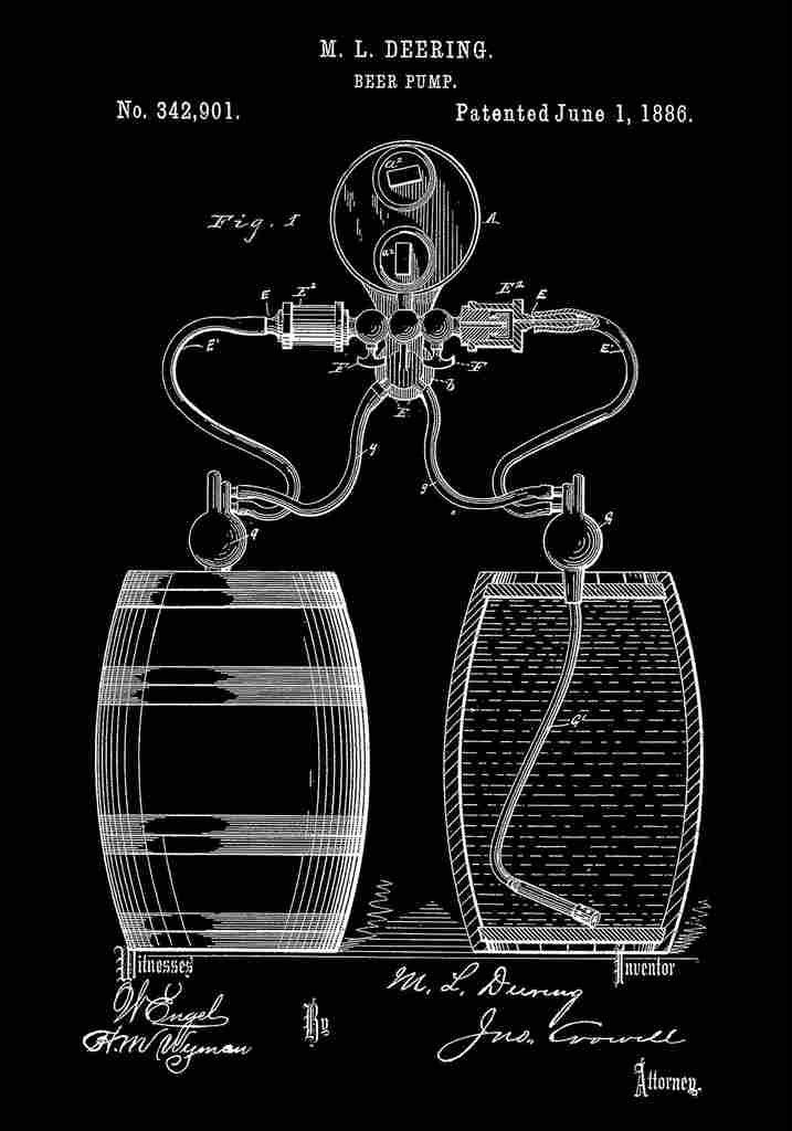 Patent Blueprint BeerPump black A4 Photo Print