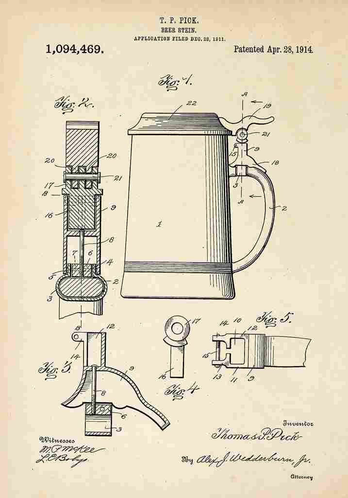 Patent Blueprint BeerStein A4 Photo Print