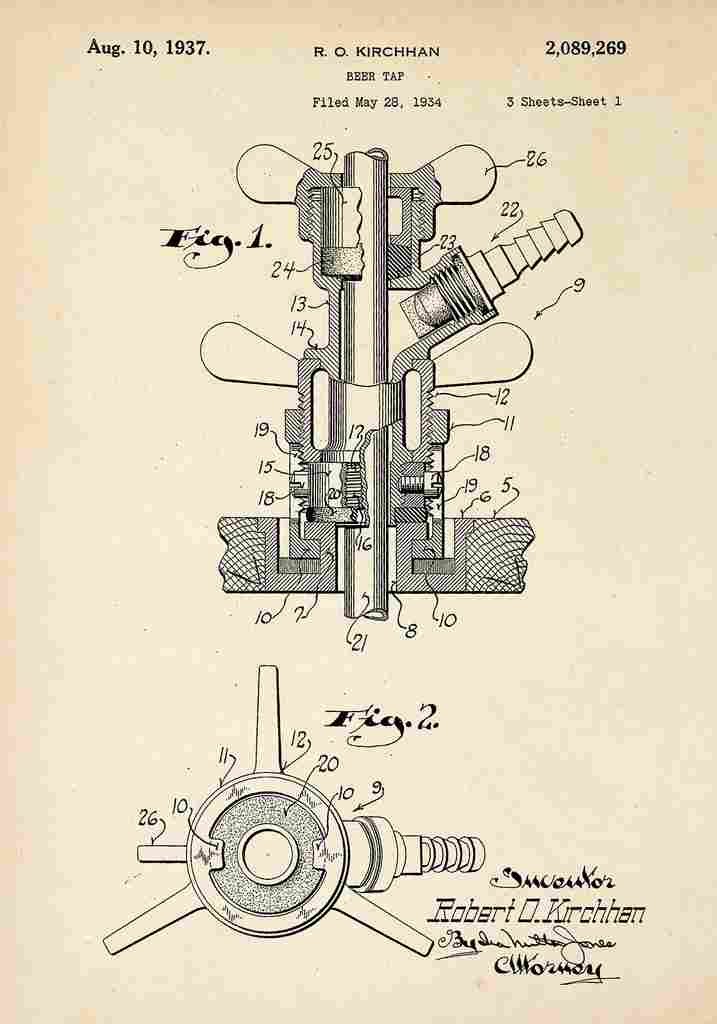 Patent Blueprint BeerTap A4 Photo Print
