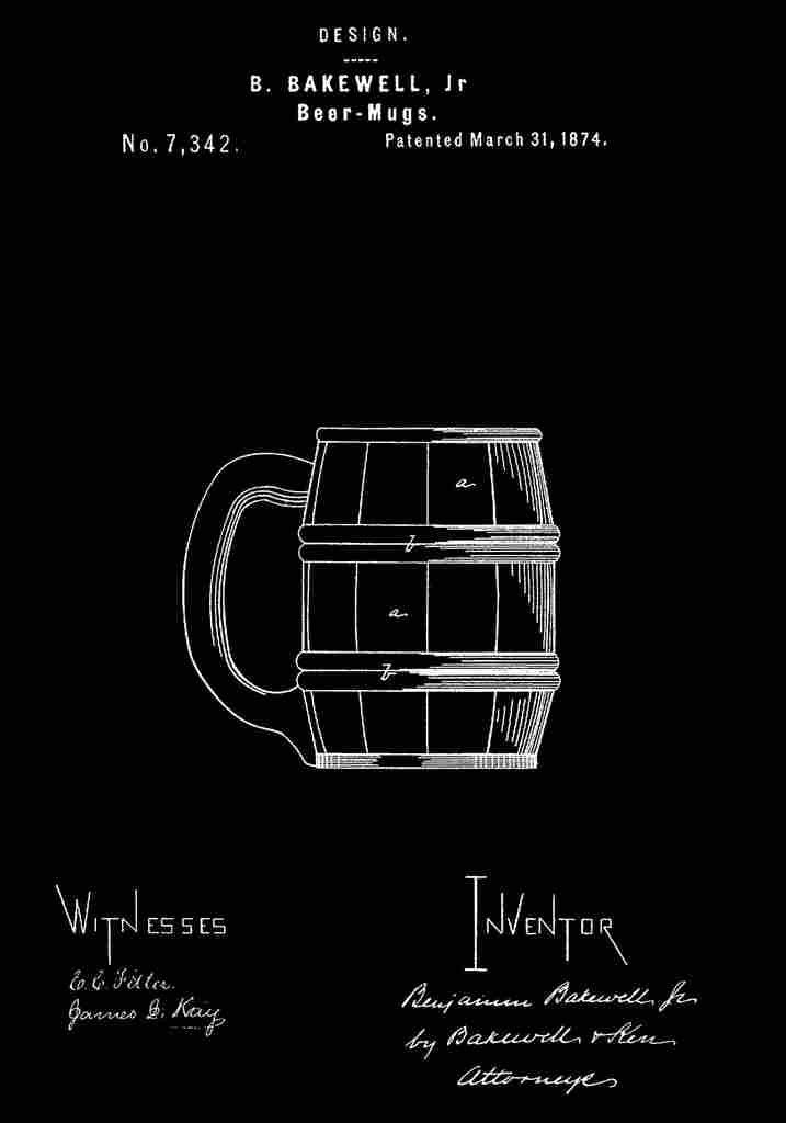 Patent Blueprint Beermug black A4 Photo Print