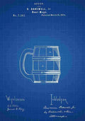 Patent Blueprint Beermug blue A4 Photo Print