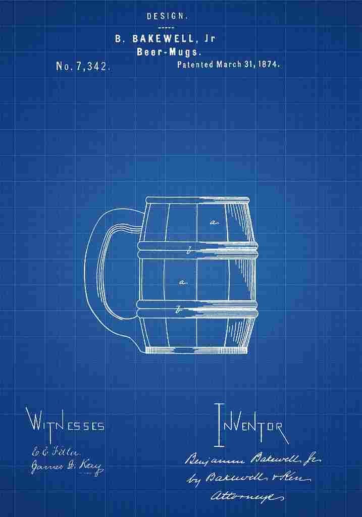 Patent Blueprint Beermug blue A4 Photo Print
