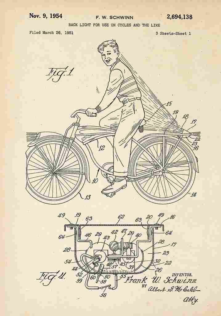Patent Blueprint BicycleLight A4 Photo Print