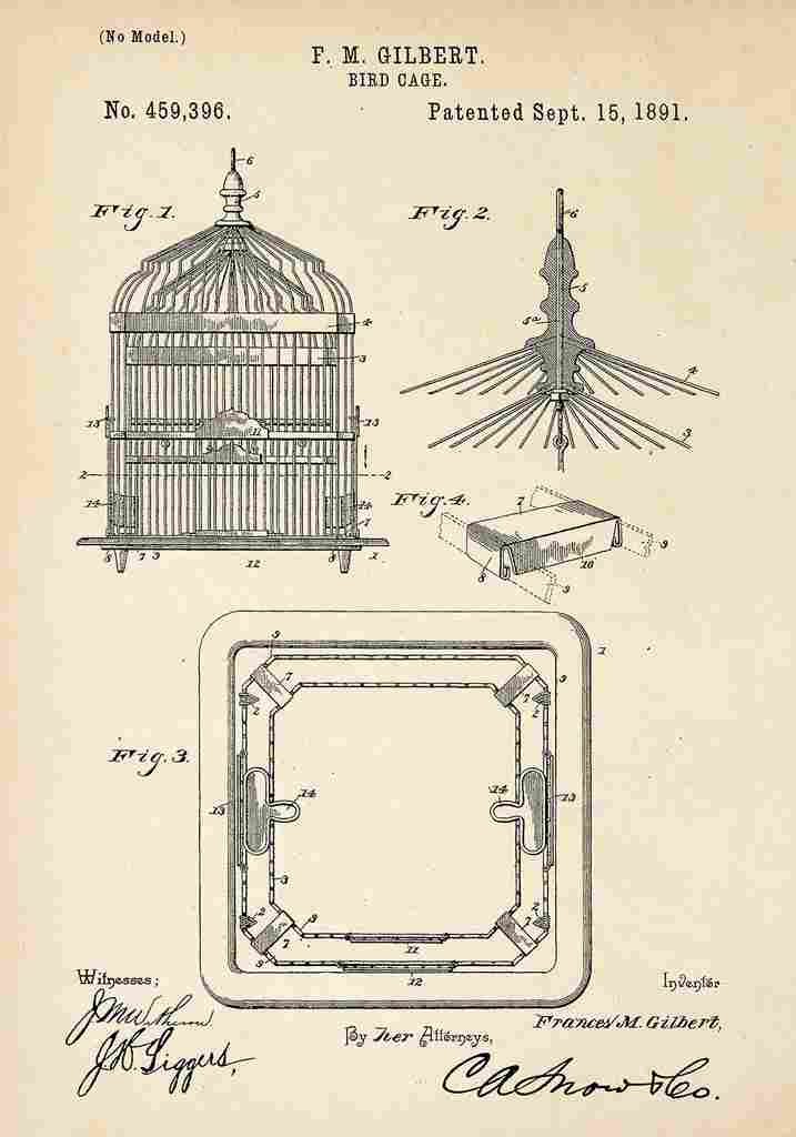 Patent Blueprint Birdcage A4 Photo Print