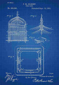 Patent Blueprint Birdcage blue A4 Photo Print
