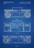 Patent Blueprint Boombox blue A4 Photo Print