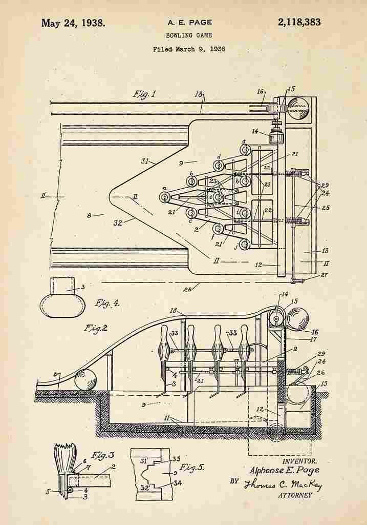 Patent Blueprint Bowling A4 Photo Print