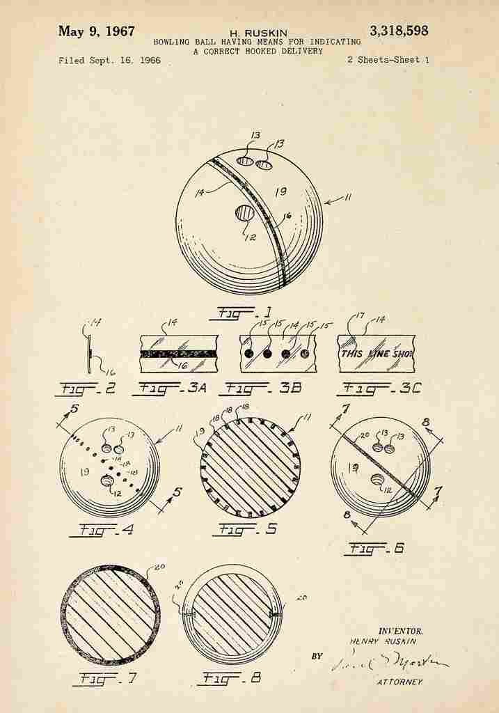 Patent Blueprint BowlingBall A4 Photo Print