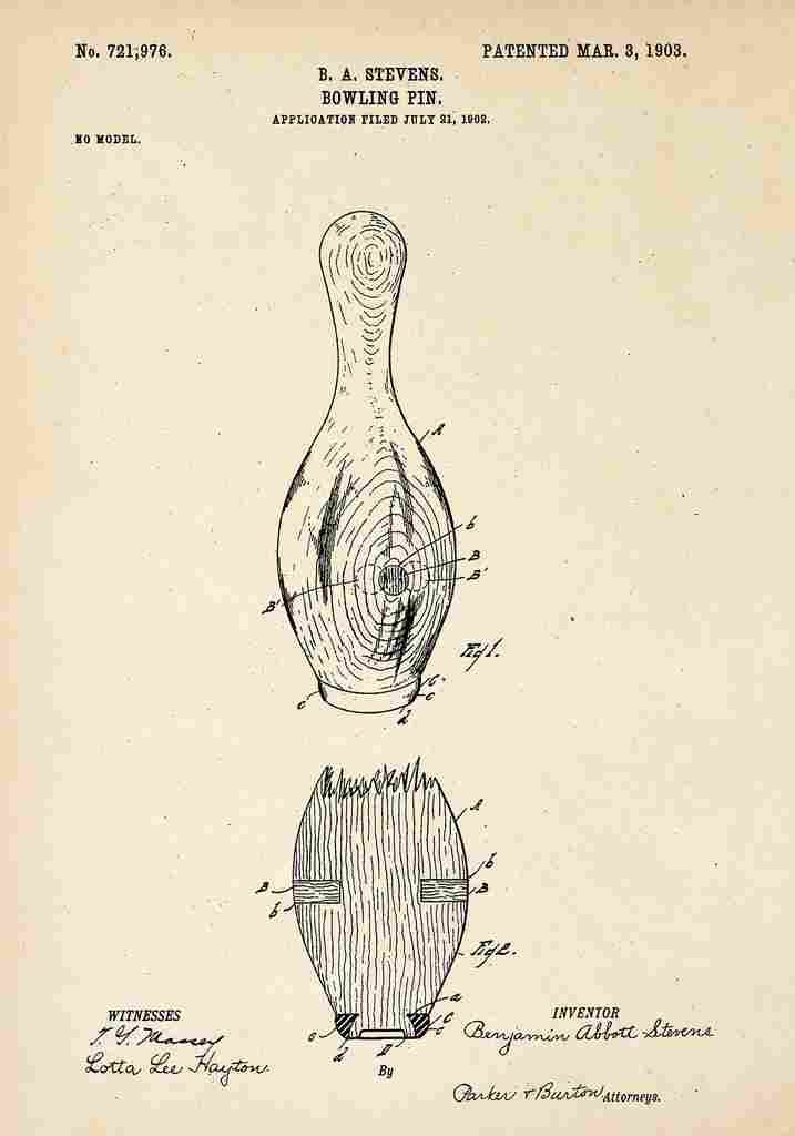 Patent Blueprint BowlingPin A4 Photo Print