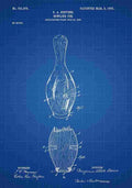 Patent Blueprint BowlingPin blue A4 Photo Print