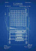 Patent Blueprint CalculatingMachine blue A4 Photo Print