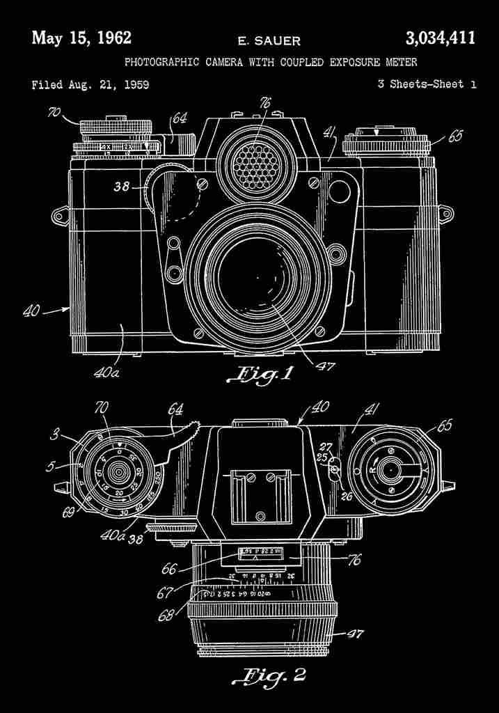 Patent Blueprint Camera black A4 Photo Print