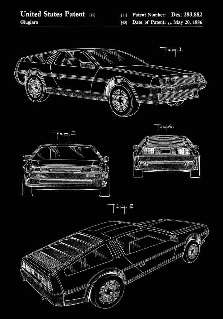 Patent Blueprint Car black A4 Photo Print