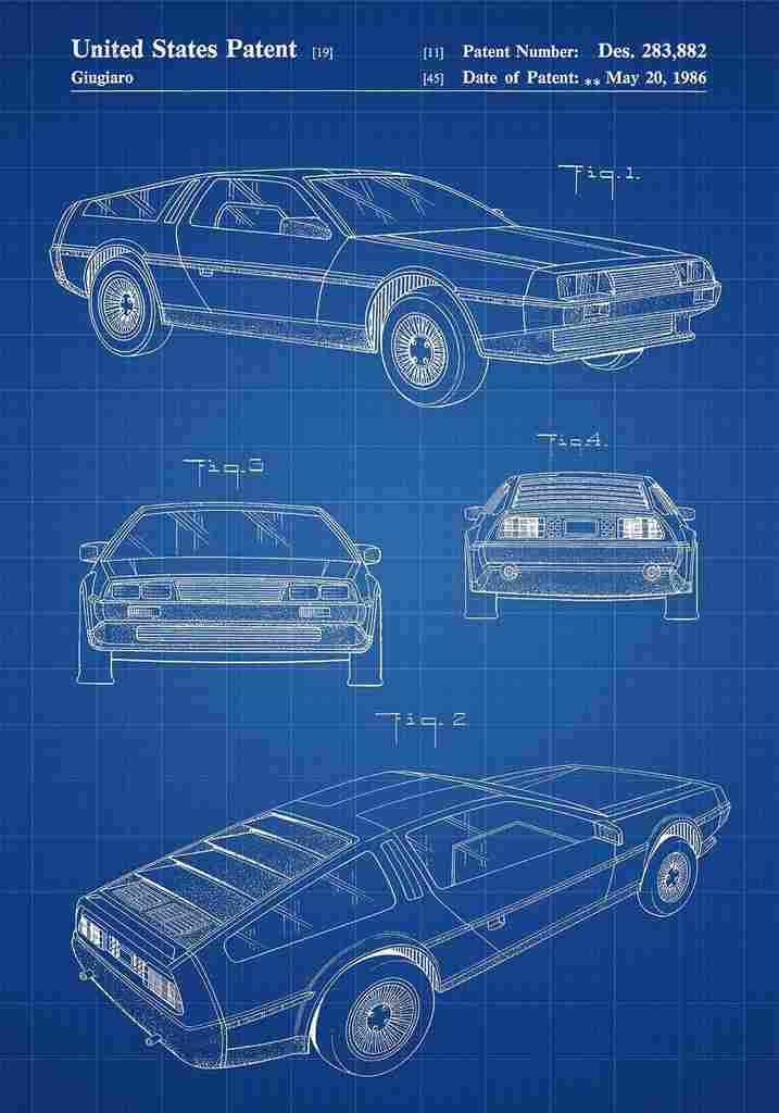 Patent Blueprint Car blue A4 Photo Print