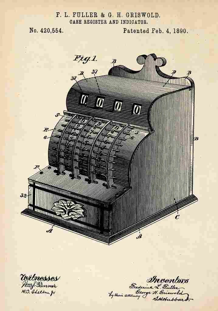 Patent Blueprint CashRegister A4 Photo Print