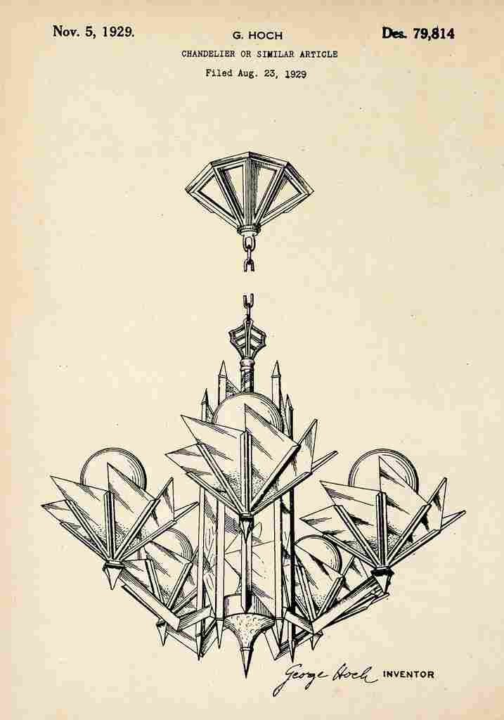 Patent Blueprint Chandelier A4 Photo Print