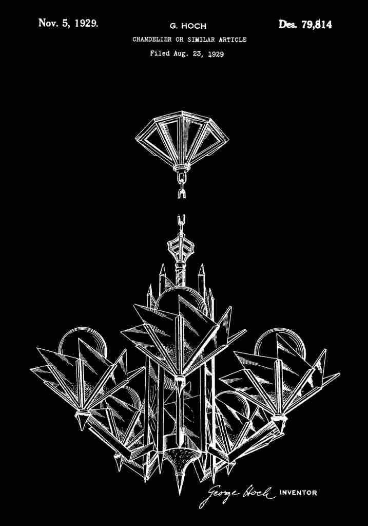 Patent Blueprint Chandelier black A4 Photo Print