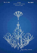 Patent Blueprint Chandelier blue A4 Photo Print