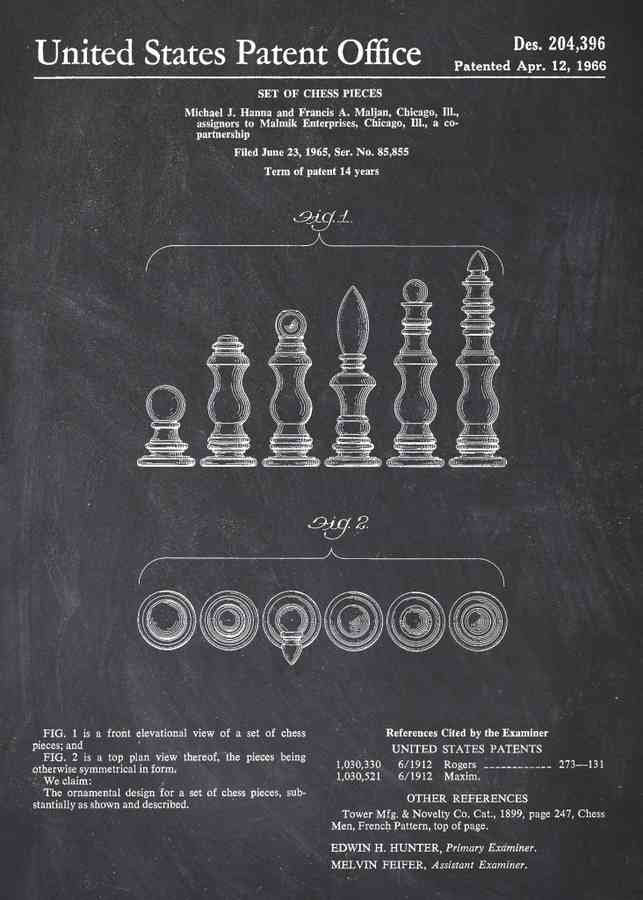 Patent Blueprint Chess peices A4 Photo Print