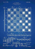 Patent Blueprint Chessboard blue A4 Photo Print