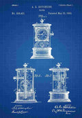 Patent Blueprint Clock blue A4 Photo Print