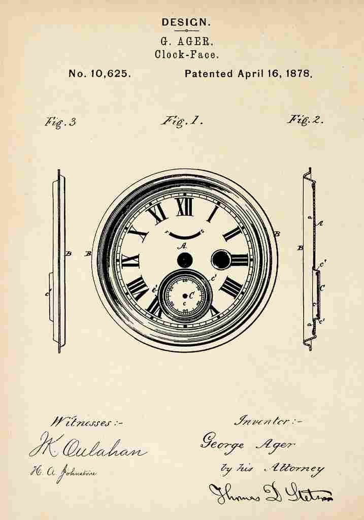 Patent Blueprint ClockFace A4 Photo Print