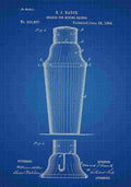 Patent Blueprint CocktailShaker blue A4 Photo Print