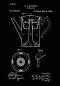 Patent Blueprint CoffeePot black A4 Photo Print