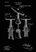 Patent Blueprint Corkscrew black A4 Photo Print