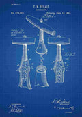 Patent Blueprint Corkscrew blue A4 Photo Print