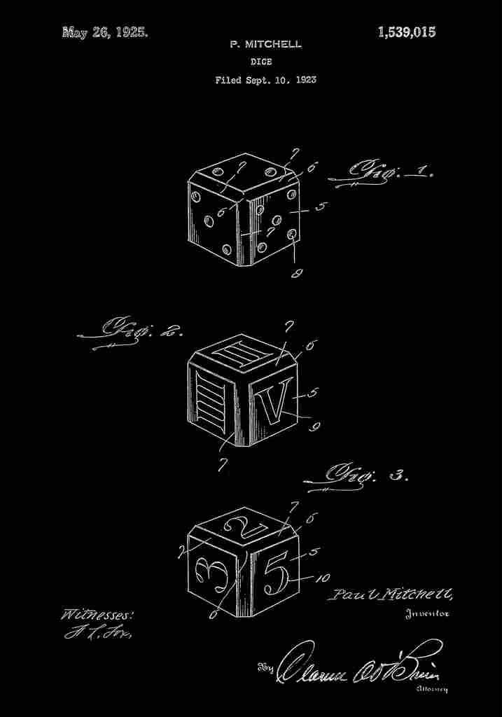Patent Blueprint Die black A4 Photo Print