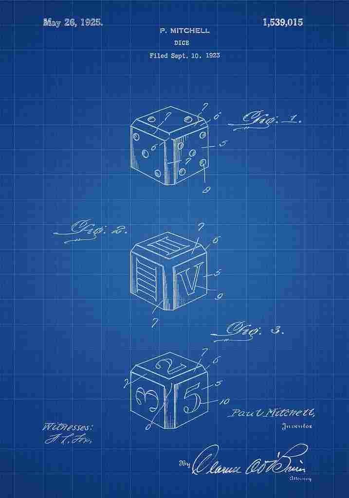 Patent Blueprint Die blue A4 Photo Print